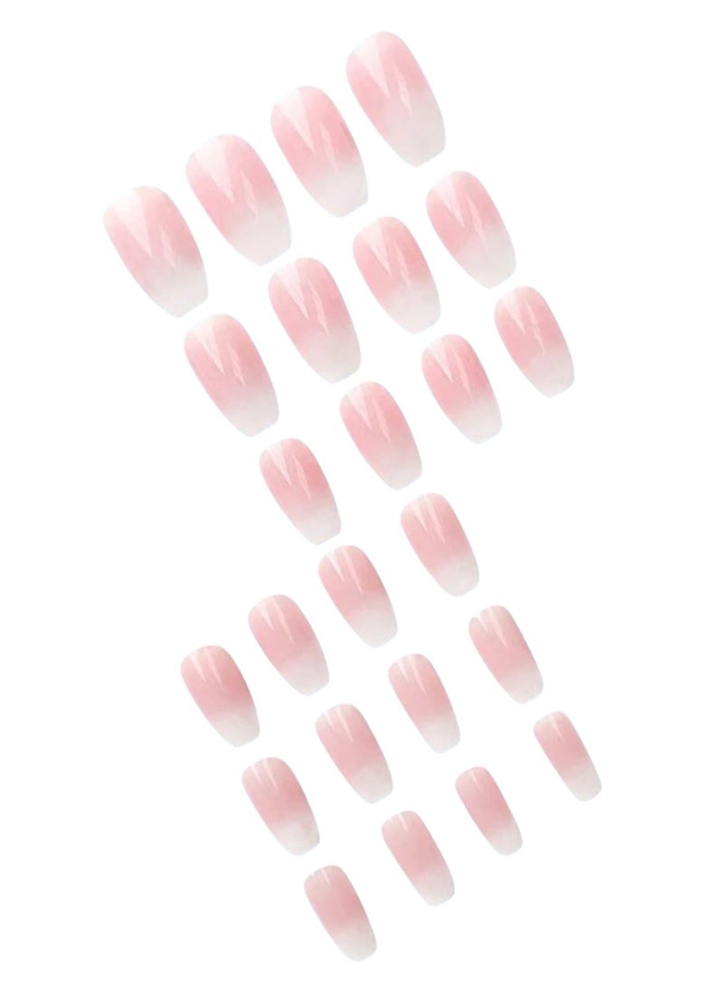 شي إن أظافر جيلي باللون الوردي المتدرج بشكل كوفن 24 قطعه - Image 2